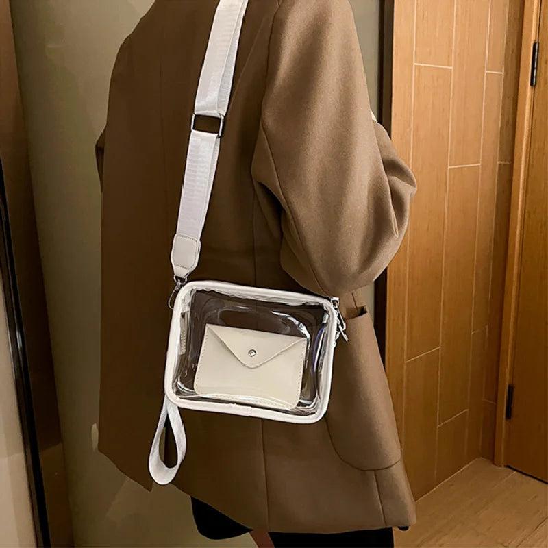 Clear PVC Crossbody Bag for Women Shoulder Travel Handbag