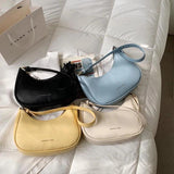 Vintage Half-moon Shoulder Bag Purse Women Pu Leather Handbag Clutch