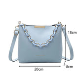 Women Bag PU Leather Shoulder Handbags Solid Chain Bucket Tote Female