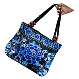 2PCS Embroidery Ethnic Flowers Tote Shoulder Bags