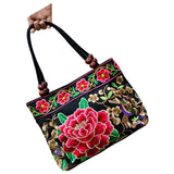 2PCS Embroidery Ethnic Flowers Tote Shoulder Bags