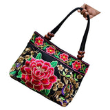 2PCS Embroidery Ethnic Flowers Tote Shoulder Bags