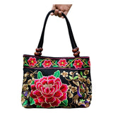 2PCS Embroidery Ethnic Flowers Tote Shoulder Bags