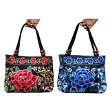 2PCS Embroidery Ethnic Flowers Tote Shoulder Bags