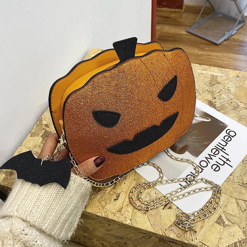 Stylish Pumpkin Patent Leather Chain Shoulder Bag