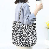 Leopard Print Canvas Tote Bag Large Capacity Shopper Bag