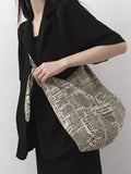 Vintage Newspaper Print Canvas Tote Bag for Women