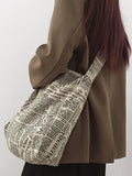Vintage Newspaper Print Canvas Tote Bag for Women