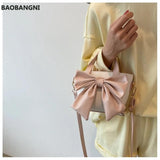 Pink Big Bow Tote Bag High-quality PU Leather Women's Handbag