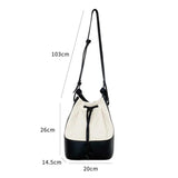 Canvas Bucket Bag Women Shoulder Handbag Tassel Crossbody