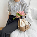 Canvas Bucket Bag Women Shoulder Handbag Tassel Crossbody