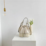 Canvas Bucket Bag Women Shoulder Handbag Tassel Crossbody