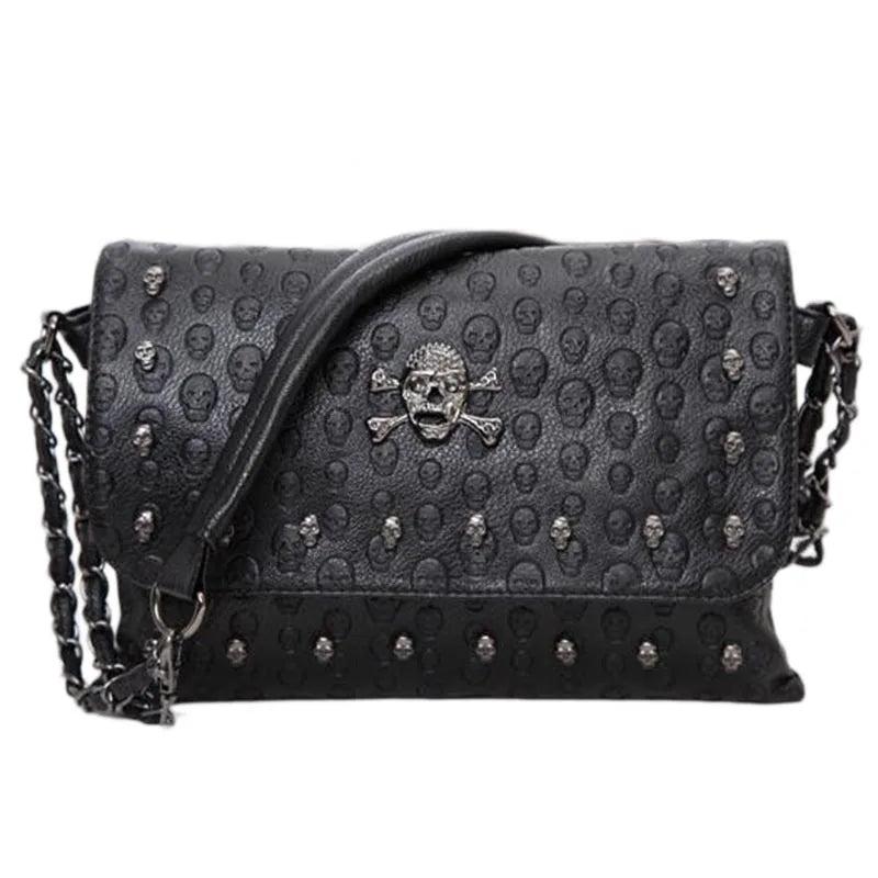 Rivet Skull Shoulder Bag Women PU Leather Handbag Purse Hand Bags