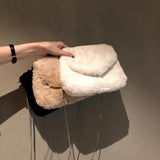 Women Winter Faux Rabbit Fur Bag Small Chain Messenger Soft Handbags