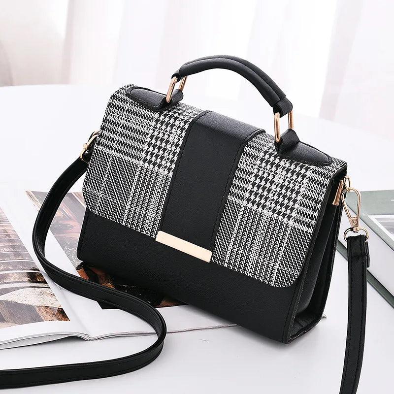 Small Square Lattice Crossbody Bag for Women