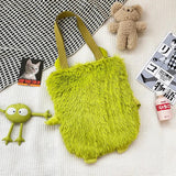 Japanese Cartoon Monster Plush Shoulder Bag Girls Funny Zipper Bag