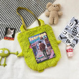 Japanese Cartoon Monster Plush Shoulder Bag Girls Funny Zipper Bag