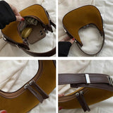 Vintage Suede Half Moon Shoulder Bag for Women