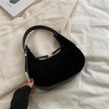 Vintage Suede Half Moon Shoulder Bag for Women