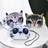 3D Mini Shoulder Bags Women's Animal Prints Handbag Cat Dog Print Crossbody Bag
