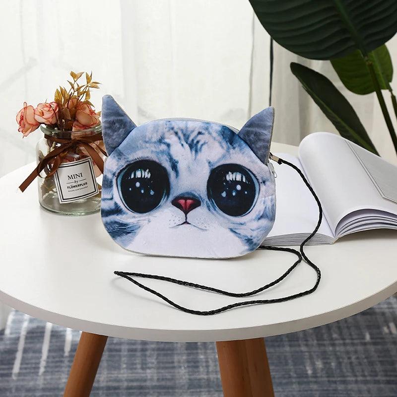 3D Mini Shoulder Bags Women's Animal Prints Handbag Cat Dog Print Crossbody Bag