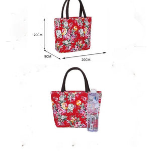 Flower Pattern Canvas Handbags Small Female Bag