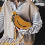 Funny Banana Shape PU Leather Handbag Crossbody Messenger Bag