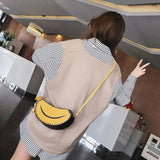 Funny Banana Shape PU Leather Handbag Crossbody Messenger Bag