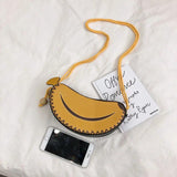 Funny Banana Shape PU Leather Handbag Crossbody Messenger Bag
