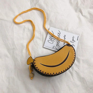 Funny Banana Shape PU Leather Handbag Crossbody Messenger Bag