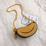Funny Banana Shape PU Leather Handbag Crossbody Messenger Bag