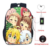 Nanatsu No Taizai USB Charge Backpack for Students