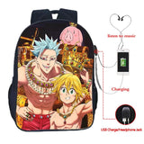 Nanatsu No Taizai USB Charge Backpack for Students