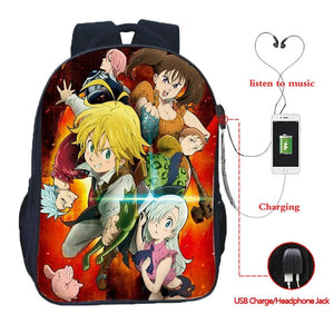 Nanatsu No Taizai USB Charge Backpack for Students