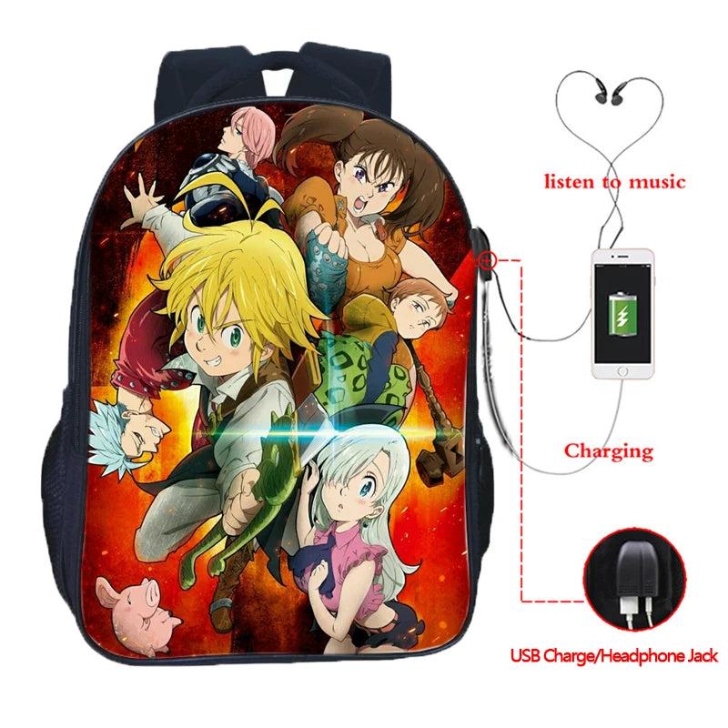 Nanatsu No Taizai USB Charge Backpack for Students
