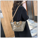 Quilted Nylon Women's Shoulder Bag Handbag Large Square Crossbody Bag Winter