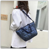 Quilted Nylon Women's Shoulder Bag Handbag Large Square Crossbody Bag Winter