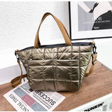 Quilted Nylon Women's Shoulder Bag Handbag Large Square Crossbody Bag Winter