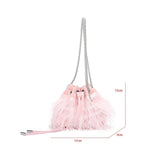 Ostrich Feather Fur Evening Bag Pink Chain Shoulder Purse