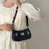 Y2K Girls Shoulder Bag PU Leather Chains Underarm Bag Crossbody Handbag Clutch