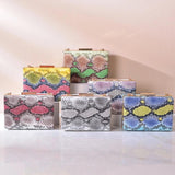 Green Clutch Purse Snake Print Handbag for Women Crossbody Bags Wallet