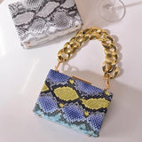 Green Clutch Purse Snake Print Handbag for Women Crossbody Bags Wallet
