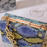 Green Clutch Purse Snake Print Handbag for Women Crossbody Bags Wallet