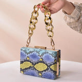 Green Clutch Purse Snake Print Handbag for Women Crossbody Bags Wallet