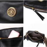 Rotating Metal Lock Women Leather Handbag
