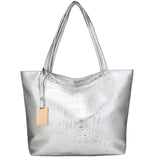 Laser Hologram Leather Shoulder Bag Lady Shopping Bags Silver Handbag