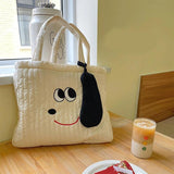 Women's Embroidery Dog Shoulder Bag Large Capacity Work Shopping Student Handbag