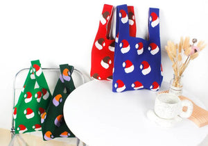 Christmas Gift Crochet Pouch Tote Bag Winter Leisure Knitted