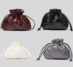 Vintage Drawstring Bucket Bag Small Crossbody Bag Woman Nylon Cotton Shoulder Ba