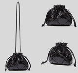 Vintage Drawstring Bucket Bag Small Crossbody Bag Woman Nylon Cotton Shoulder Ba